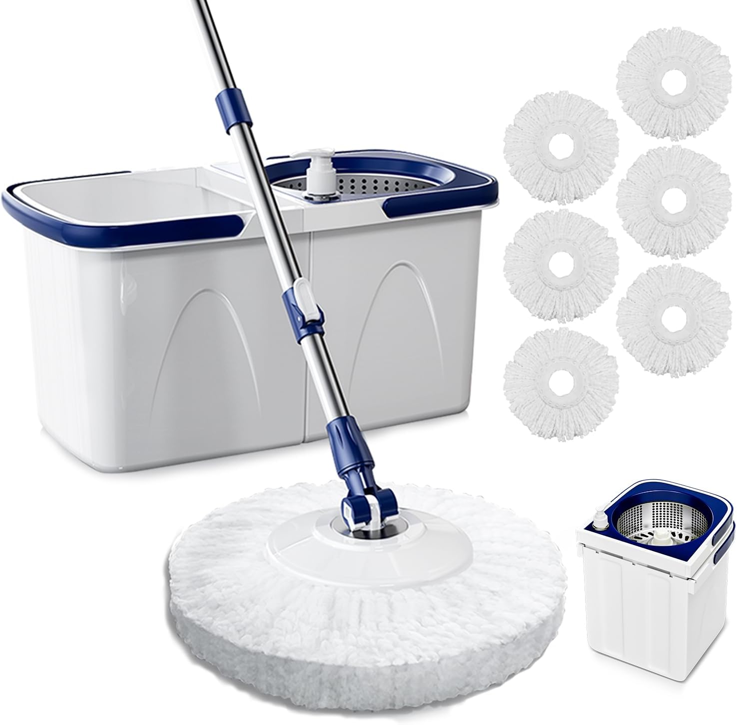 Spin Mop and Bucket with Wringer Set Two-Detachable Bucket Design Mop System
