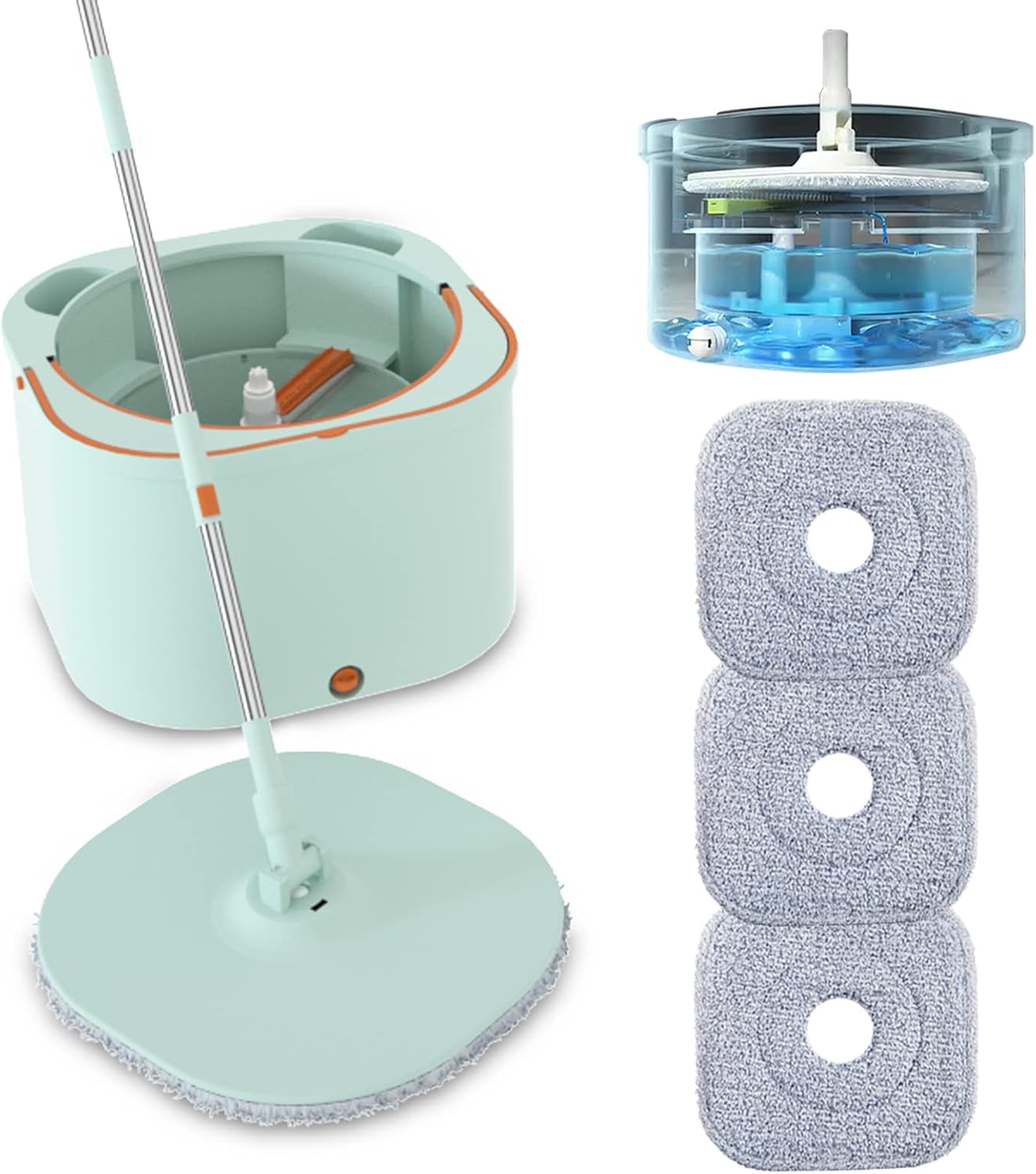Flat Floor Mop and Bucket System Set with Wringer