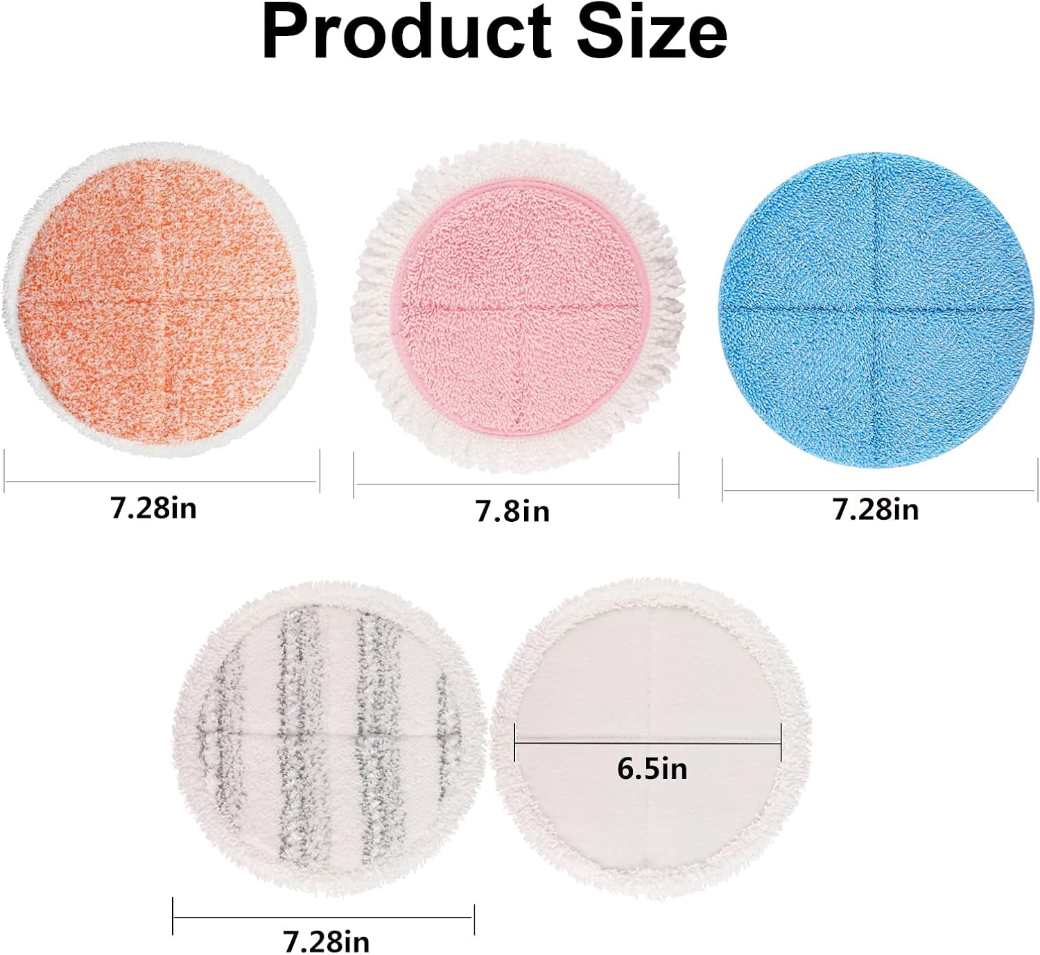 Electric Mop Pads, 7.28in Round Replacement Mop Pads, Spin Mop Pads for Floor Cleaning (8 Pack) - Image 2