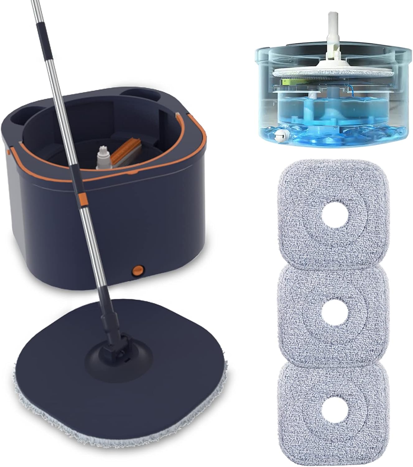 Flat Floor Mop and Bucket System Set with Wringer