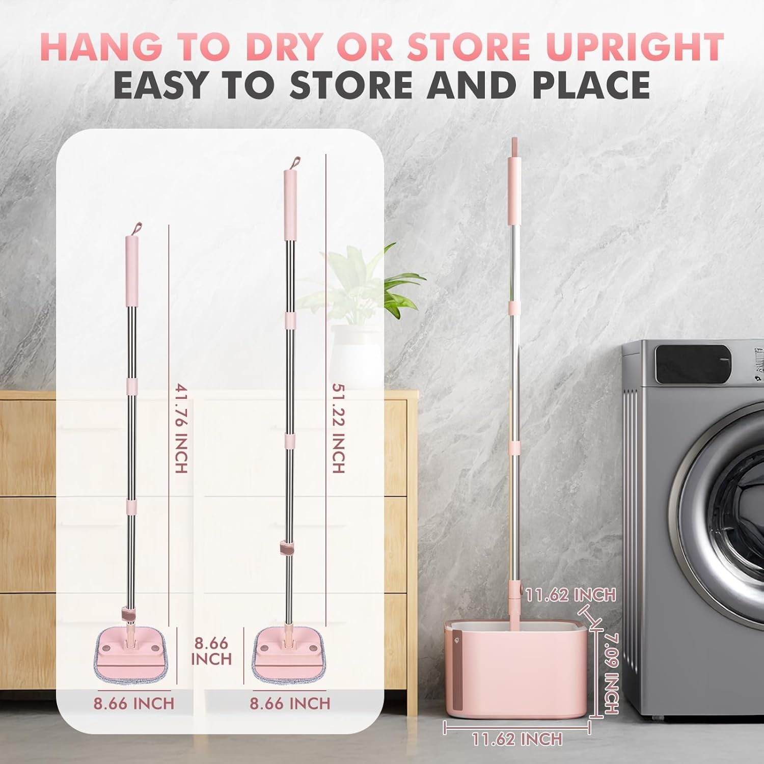 Square Spin Mop and Bucket Set with Self Separation Dirty and Clean Water System - Image 2