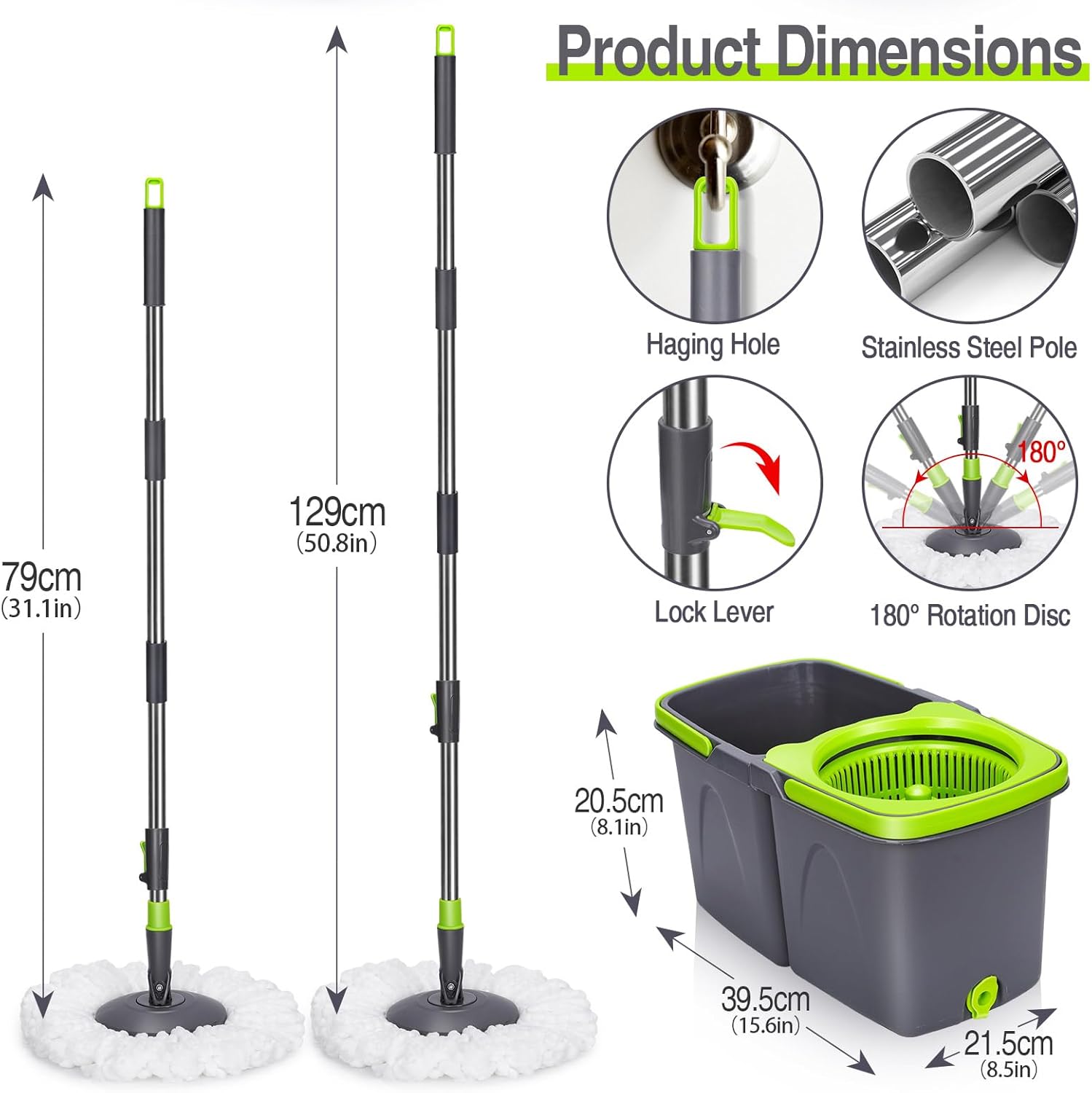 Spin Mop Bucket with Wringer Set - Image 2